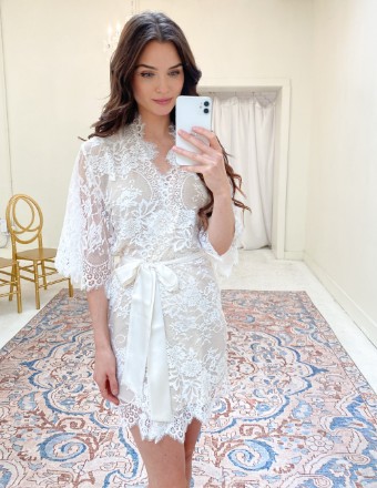 Girl and a Serious Dream Style #Lace Bridal Robe #2 Ivory/Nude thumbnail