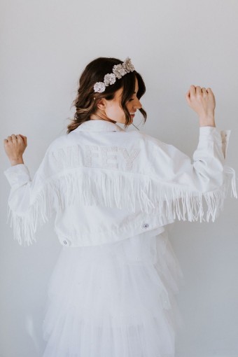 Untamed Petals Style #Wifey Denim Jacket #0 default White thumbnail