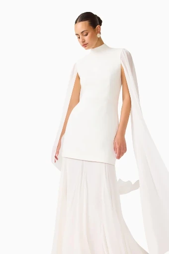 Little White Dresses Style #Odelia Cape Sleeve #1 White thumbnail