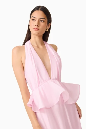 Cocktail Dresses Style #Fiorina Halter Neck Peplum Gown #1 Pale Pink thumbnail