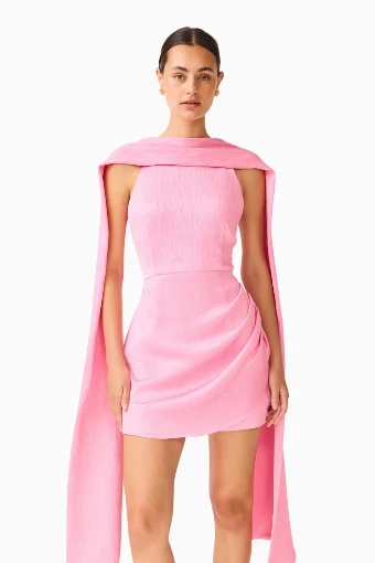 Cocktail Dresses Style #Calista Neck Scarf Mini #1 Pink thumbnail