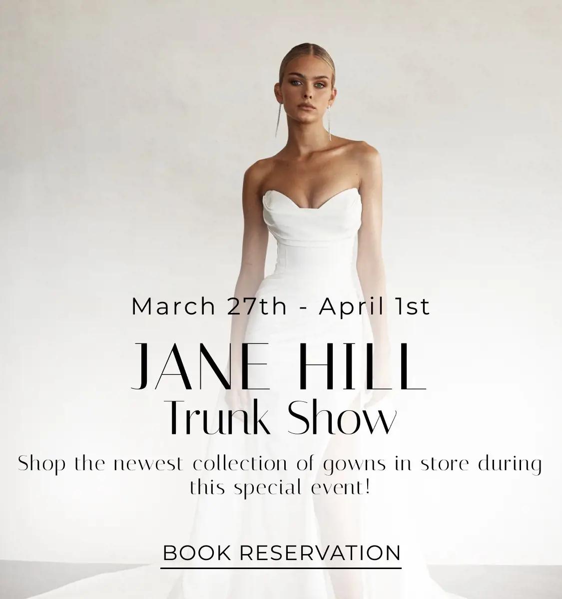 Jane Hill Designer Wedding Dress Trunk Show at Town & Country Bridal in LA